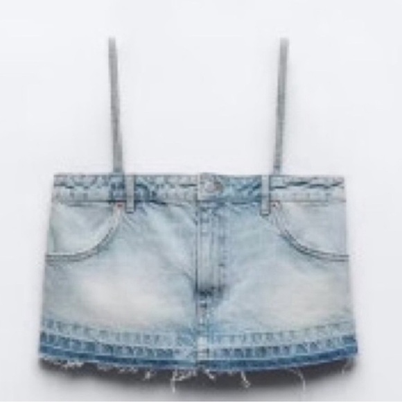Zara denim Crop top NWT SZ M - Picture 2 of 6